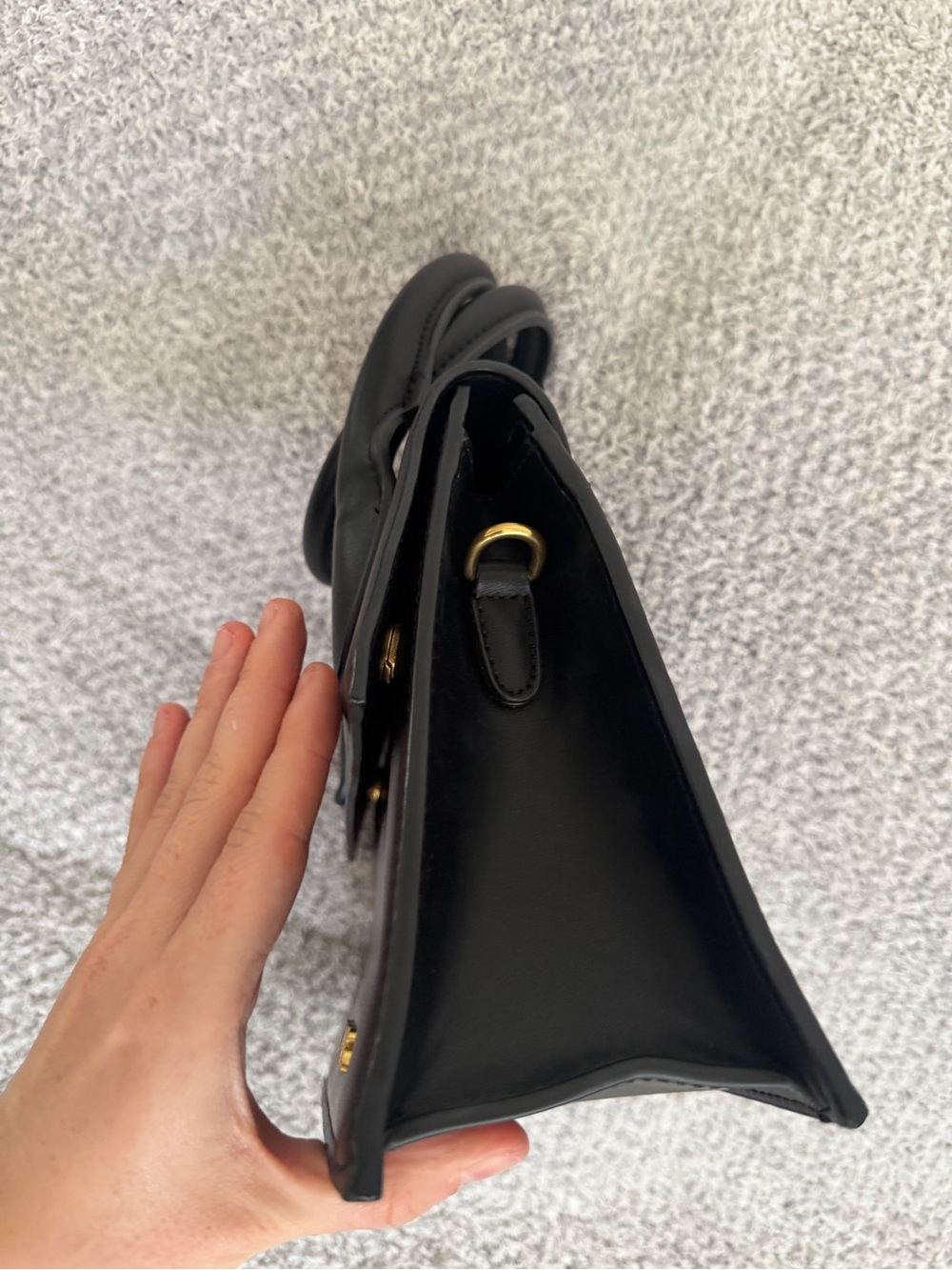 Jacquemus Black Leather Mini Top-Handle Bag with Gold Logo - Picture 11 of 12